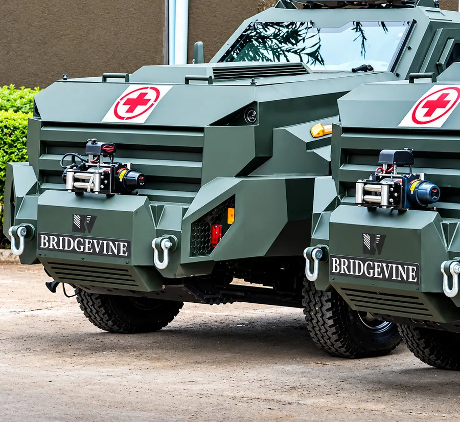 Front of a Bridgevine armoured vehicle